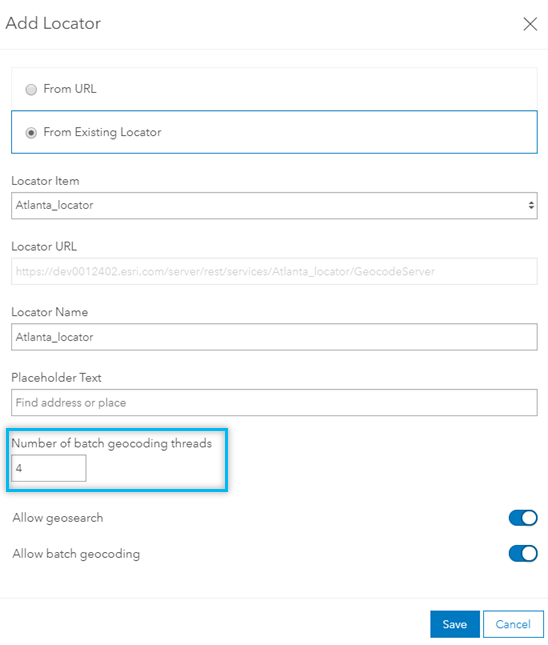 Number of batch geocoding threads